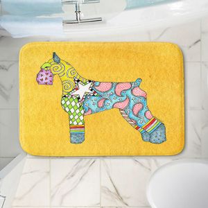 Decorative Bathroom Mats | Marley Ungaro - Giant Schnauzer Gold | Dog animal pattern abstract whimsical