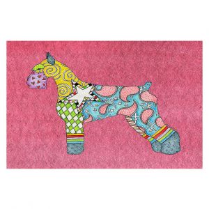 Decorative Floor Covering Mats | Marley Ungaro - Giant Schnauzer Pink | Dog animal pattern abstract whimsical