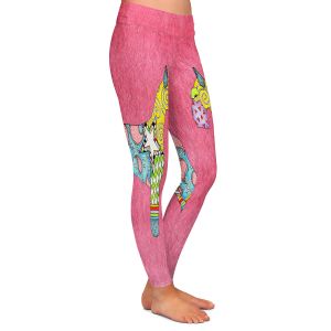 Casual Comfortable Leggings | Marley Ungaro - Giant Schnauzer Pink | Dog animal pattern abstract whimsical