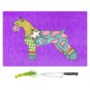 Artistic Kitchen Bar Cutting Boards | Marley Ungaro - Giant Schnauzer Purple | Dog animal pattern abstract whimsical