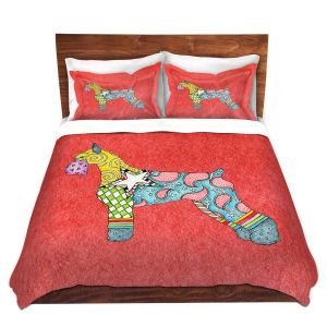 Artistic Duvet Covers and Shams Bedding | Marley Ungaro - Giant Schnauzer Watermelon | Dog animal pattern abstract whimsical