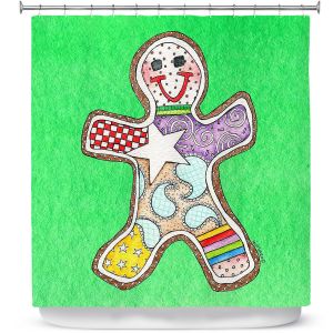 Premium Shower Curtains | Marley Ungaro - Gingerbread Kelly | Gingerbread Man Holidays Christmas Childlike
