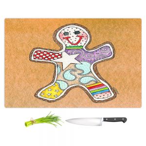 Artistic Kitchen Bar Cutting Boards | Marley Ungaro - Gingerbread Tan | Gingerbread Man Holidays Christmas Childlike
