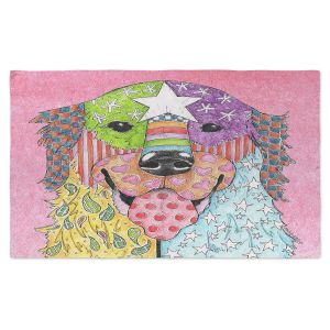 Artistic Pashmina Scarf | Marley Ungaro - Golden Retriever Dog Light Pink | Abstract Colorful Golden Retriever