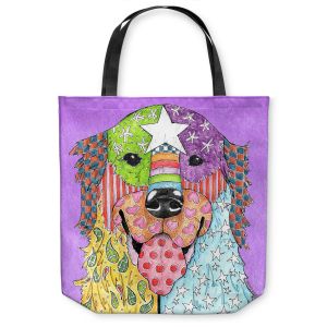 Unique Shoulder Bag Tote Bags | Marley Ungaro Golden Retriever Dog Violet
