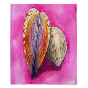 Decorative Fleece Throw Blankets | Marley Ungaro - Heart Cockle | Ocean seashell still life nature