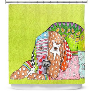 Premium Shower Curtains | Marley Ungaro Labrador Retriever Dog Lime