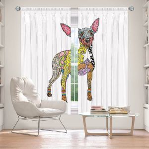 Decorative Window Treatments | Marley Ungaro - Mini Pinscher White | Dog animal pattern abstract whimsical