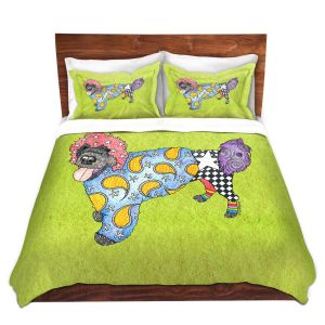 Artistic Duvet Covers and Shams Bedding | Marley Ungaro - Portuguese Water Dog Lime