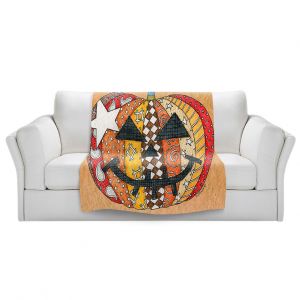 Artistic Sherpa Pile Blankets | Marley Ungaro - Pumpkin Tan | Halloween spooky pattern abstract