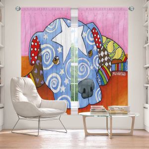 Decorative Window Treatments | Marley Ungaro - Sad Blue Pitbull | Dog animal pattern abstract whimsical