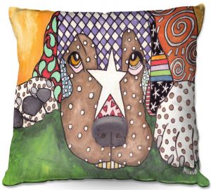 Decorative Outdoor Patio Pillow Cushion | Marley Ungaro - Sad Labrador Retriever | Dog animal pattern abstract whimsical