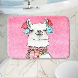 Decorative Bathroom Mats | Marley Ungaro - Scarf Llama Lt Pink | watercolor animal