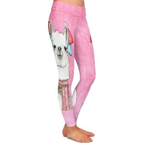 Casual Comfortable Leggings | Marley Ungaro - Scarf Llama Lt Pink | watercolor animal