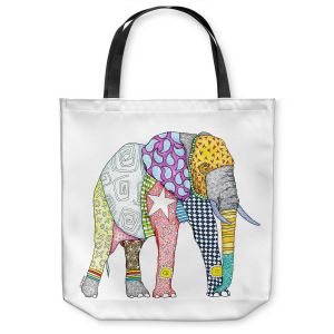 Unique Shoulder Bag Tote Bags | Marley Ungaro - Elephant White | animal creature nature collage