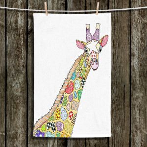 Unique Hanging Tea Towels | Marley Ungaro - Giraffe White | animal creature nature collage
