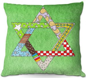 Throw Pillows Decorative Artistic | Marley Ungaro - Star of David Green | Star of David Holidays Channuka