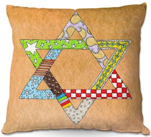 Throw Pillows Decorative Artistic | Marley Ungaro - Star of David Tan | Star of David Holidays Channuka