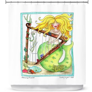 Premium Shower Curtains | Marley Ungaro Strumming Mermaid