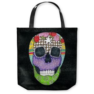 Unique Shoulder Bag Tote Bags | Marley Ungaro - Sugar Skull Black | Sugar Skull Stylized Childlike Funky