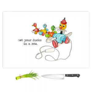 Artistic Kitchen Bar Cutting Boards | Marley Ungaro - Toys Ducks In A Row | Childlike Toys Retro Fun Ducks