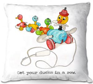 Throw Pillows Decorative Artistic | Marley Ungaro - Toys Ducks In A Row | Childlike Toys Retro Fun Ducks
