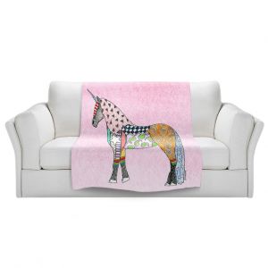 Artistic Sherpa Pile Blankets | Marley Ungaro - Unicorn Pastel Pink