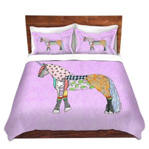Artistic Duvet Covers and Shams Bedding | Marley Ungaro - Unicorn Pastel Violet