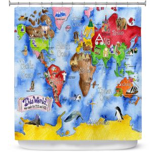 Premium Shower Curtains | Marley Ungaro This World Royal Blue MAP