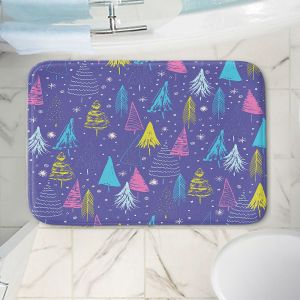 Decorative Bathroom Mats | Metka Hiti - Christmas Town Trees | Holiday xmas nature outdoors forest