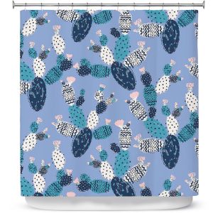 Premium Shower Curtains | Metka Hiti - Coloful Cactus Navy Violet