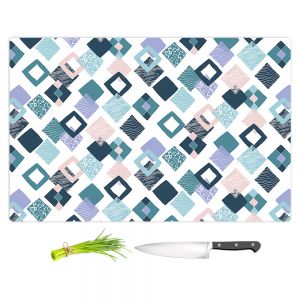 Artistic Kitchen Bar Cutting Boards | Metka Hiti - Harlequin Blue | Pattern diamonds repetition graphic