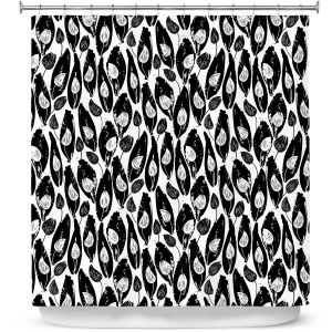 Premium Shower Curtains | Metka Hiti - Leafs and Flowers Inside BW