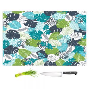 Artistic Kitchen Bar Cutting Boards | Metka Hiti - Monstera | Leaves Patterns