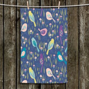 Unique Hanging Tea Towels | Metka Hiti - Summer Birds | Nature pattern repetition