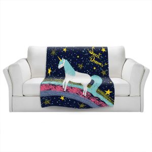 Artistic Sherpa Pile Blankets | Metka Hiti - Unicorn Dreams Rainbow | Rainbow Fantasy Space Stars