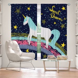 Decorative Window Treatments | Metka Hiti - Unicorn Dreams Rainbow | Rainbow Fantasy Space Stars