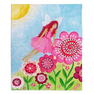 Decorative Fleece Throw Blankets | nJoy Art - Pink Flower Fairy