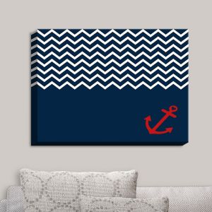 Decorative Canvas Wall Art | Organic Saturation - Anchor Chevron Red Blue | Stylized