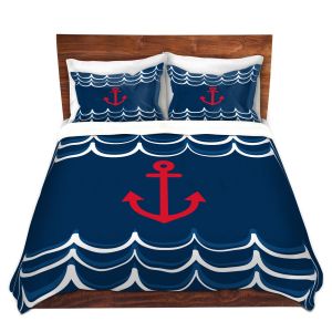 Unique Duvet Microfiber King set from DiaNoche Designs by Organic Saturation - Anchor Waves Classic