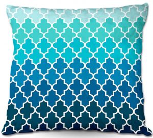 Throw Pillows Decorative Artistic | Organic Saturation's Aqua Ombre Quatrefoil