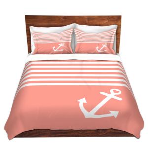 Artistic Duvet Covers and Shams Bedding | Organic Saturation - Coral Love Anchor Nautical