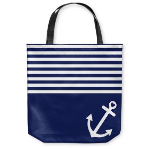 Unique Shoulder Bag Tote Bags | Organic Saturation Navy Blue Love Anchor Nautical