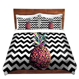 Artistic Duvet Covers and Shams Bedding | Organic Saturation - Party Pineapple Chevron