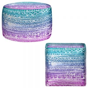 Round and Square Ottoman Foot Stools | Organic Saturation - Pastel Ombre Aztec