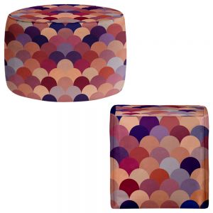 Round and Square Ottoman Foot Stools | Organic Saturation - Tan Scales Pattern