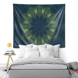 Artistic Wall Tapestry | Pam Amos - Electric Vibes Green | Circular mandala shapes geometric