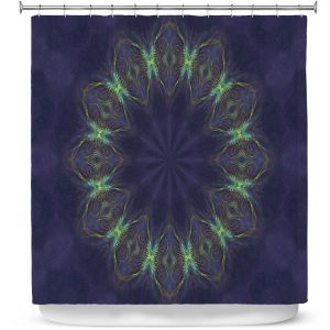 Premium Shower Curtains | Pam Amos - Electric Vibes Purple | Circular mandala shapes geometric