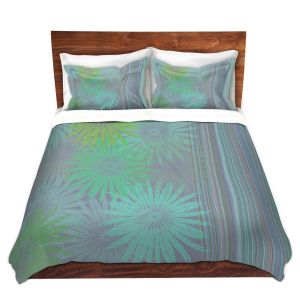 Artistic Duvet Covers and Shams Bedding | Pam Amos - Flower Show Greens | digital flower pattern