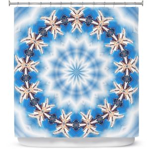 Premium Shower Curtains | Pam Amos - Kaleidoscope Blue | Pattern mandala circular geometry